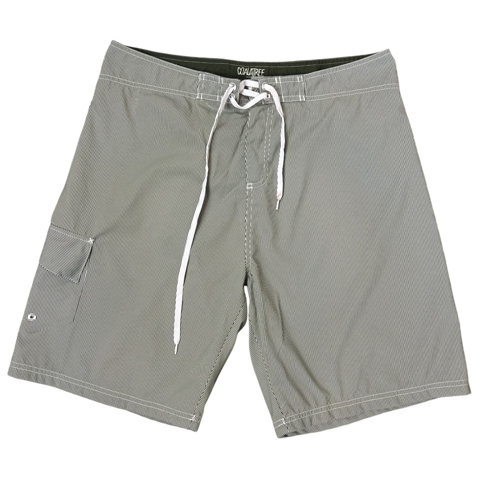 Coalatree Organics Mens Size 36 Green Striped Board‎ Shorts Swim Trunks Cargo